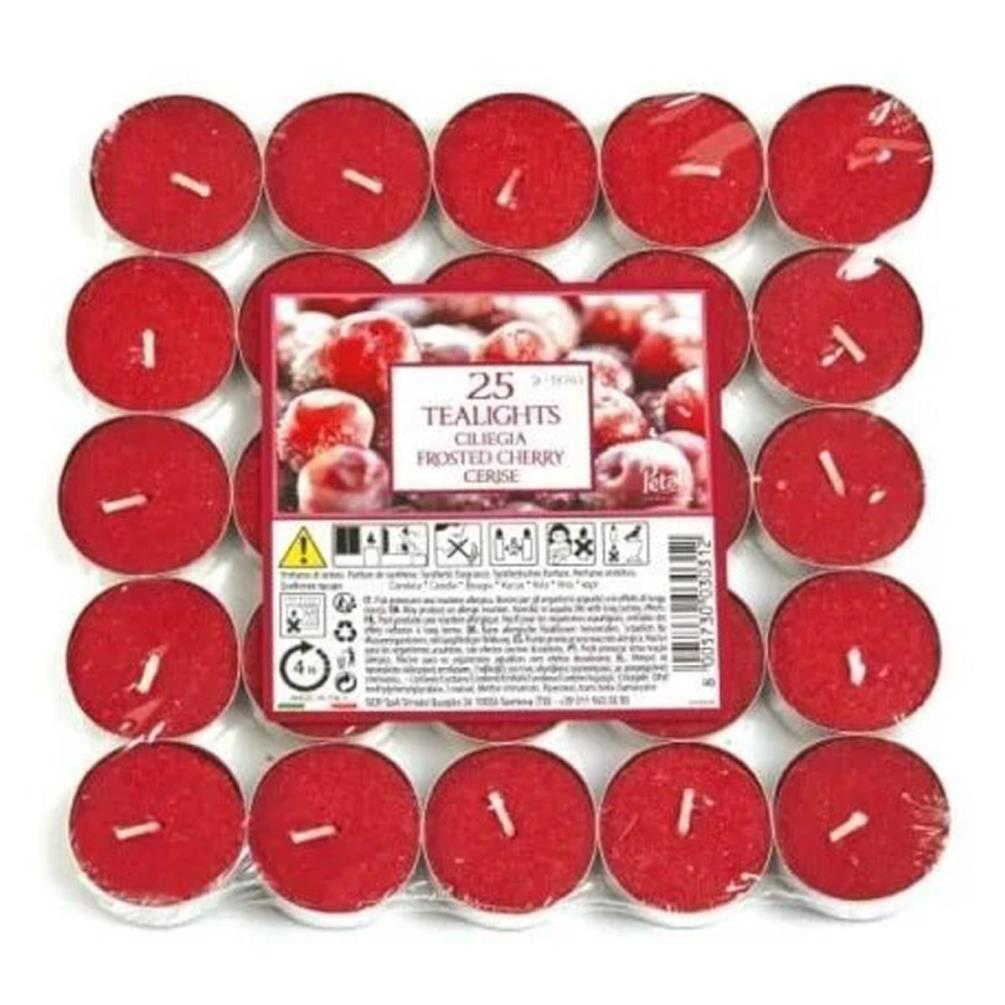Petali Frosted Cherry Tealights (Pack of 25) £2.44